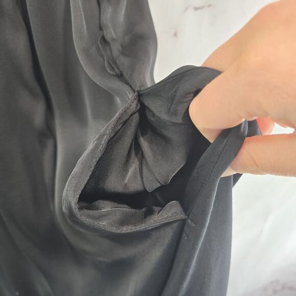 Anthropologie Jumpsuit Womens Small Black Satin Wide Leg Tank Keyhole Graham - Picture 10 of 14